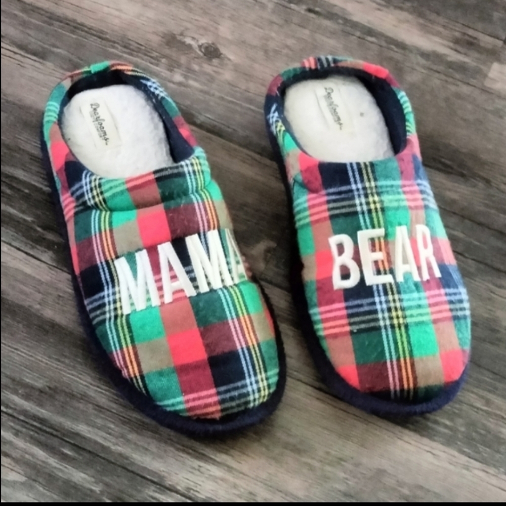 Plaid Mama Bear Slippers